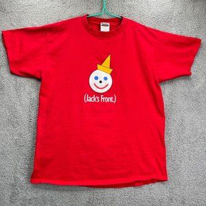Vintage 1990s Jack In The Box Tultex Red XL Mens Tshirt Jack's Back Made in USA